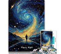 Starry Night Adult Jigsaw Puzzles 1000,Educational Game Challenge Toy Wall Decoration Unique Birthday And Xmas Gifts (38x26cm)