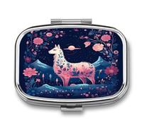 Starry Night Alpaca Cute Travel Pill Organizer Compact and Portable Pill Box,Pill Case for Travel Essentials for Pocket Purse
