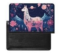 Starry Night Alpaca Passport Holder with 3 Card Slots, Portable PU Leather Travel Wallet, Slim Protective Cover for Passport, ID, Credit Cards
