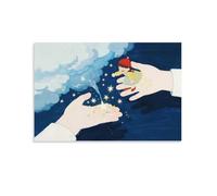 Starry Night And Girl Poster - Dreamy Sky Canvas Wall Art Magical Stars Artwork for Living Room Bedroom Gift for Dreamers Printed Canvas Gift 24x36inch(60x90cm) Unframed