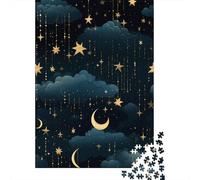 Starry Night Art 1000 Pieces Thick Board Moon Decor Puzzle Gifts for Adults Full-size Poster Included Indoor Activity Anti-glare 52x38cm/1000pcs