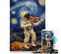Starry Night Astronaut Violin Van Gogh 1000 Piece Jigsaw Puzzles for Adults Mind Exercise Toy Casual Fun Precision Cut Artistic Gift 38x26cm
