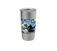 Starry Night Bigfoot Surfing Great Wave Stainless Steel Insulated Tumbler