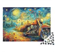 Starry Night Bike1000pc Cardboard Magic Jigsaw Puzzle Set Adult Decompression Game Creative Indoor Activity Ideal Birthday 70x50cm/1000pcs