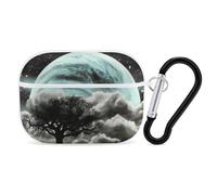 Starry Night Black Tree Art AirPod Pro Case, Anti Scratch Hard PC Cover with Keychain, AirPod Pro 2nd/1st Case Accessories for Women Men, White-Style