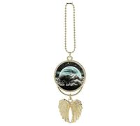 Starry Night Black Tree Art Car Hanging Pendant, Zinc Alloy Rearview Mirror Charms - Relieve Visual Fatigue, Vintage Keychain Pendant, Lucky Car Interior Hanging Decoration, Golden-Style