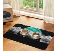 Starry Night Black Tree Art Patterned Pet Feeding Mat with Water-Absorbing PU Top & Rubber Base - Anti-Slip Dog Cat Food Mat for Cats, Dogs & Pets, 30x45cm