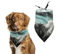 Starry Night Black Tree Art Pet Scarf Adjustable Pet Accessories Triangular Scarf Washable Floral Print Puppy Bib Bandana Stylish Comfortable Cat Scarves for Holiday Scarfs