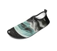 Starry Night Black Tree Art Water Shoes for Men Women, Lightweight Stretch Swim Shoes with Anti-Slip Rubber Sole, Quick-Dry Aqua Socks for Pool, Beach, Surfing, Style, 10 Women/10 Men