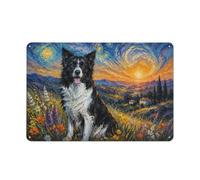 Starry Night Border Collie Decorative Tin Sign 20x30cm Home Decor | Mark moving day with metal plaques as a gift for retro wall decor fans.