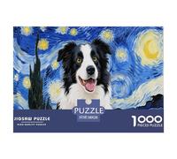 Starry Night | Border Collie Jigsaw Puzzle 1000 Pieces, Fun & Challenging Educational Game, Interactive Toy for Adults & Kids, Unique Home Art Decor | Gift 38x26cm/1000pcs