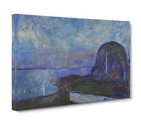 Starry Night By Edvard Munch Classic Painting Canvas Wall Art Print Ready to Hang, Framed Picture for Living Room Bedroom Home Office Décor, 30x20 Inch (76x50 cm)