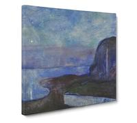Starry Night by Edvard Munch Classic Painting Canvas Wall Art Print Ready to Hang, Framed Picture for Living Room Bedroom Home Office Décor, 20x20 Inch (50x50 cm)