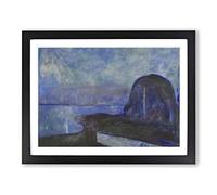 Starry Night By Edvard Munch Classic Painting Framed Print | A3 Black Framed Wall Art | Ready to Hang | Classic Historical Picture | Living Room Bedroom Lounge Office