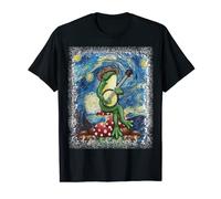 Starry Night By Van Gogh Frog Playing Banjo Aesthetic Womens T-Shirt