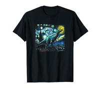 Starry Night by Vincent van Gogh Dinosaur Famous Painting T-Shirt