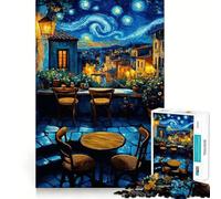 Starry Night Cafe Terrace 1000 Piece Jigsaw Puzzle for Adults Brain Challenge Toy Group Play Clear Cut Lovely Present 38x26cm