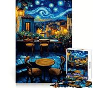 Starry Night Cafe Terrace Jigsaw Puzzles for Adults 1000 Pieces Mental Logic Toy Gentle Relax Firm Cut Santa Wish List 50x75cm
