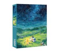Starry Night Camping 1000 Piece Jigsaw Puzzle, Adult Stress Relief Puzzle, Landscape Scene with Camper Van Under Night Sky, 70x50cm Completed Size (3#)