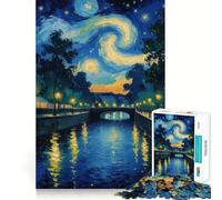 Starry Night Canal Jigsaw Puzzles 1000 Pieces for Teenagers Mind Skill Toy Casual Fun Design Assembly Stylish Gift 50x75cm
