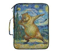 Starry Night Capybaras File Pocket Folders Easy to Carry 3 Ringing 1.5 inch Zip Up Binder with Zipper Closure for Office