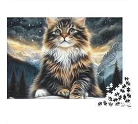 Starry Night Cat 1000 Piece Jigsaw Puzzles Cherry Blossom Waterfall Garden for Adults Educational Games Beautiful Decoration Difficult Challenging Male And Female Birthday 70x50cm/1000pcs Gifts