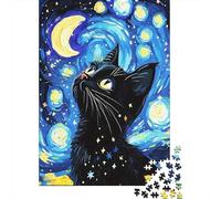 Starry Night Cat 1000 Piece Thick Cardboard Classic Jigsaw Puzzle Adults Educational Challenge Beautiful Decoration Value Pack 70x50cm/1000pcs