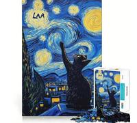 Starry Night Cat Jigsaw Puzzles for Adults 1000 Piece Enhance Recall Leisure Time Exact Edge Festival Gift 50x75cm