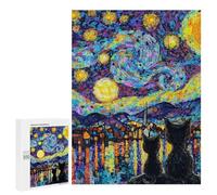 Starry Night Cats -19 Puzzle 1000 Teile Schwer Puzzle Spielzeug Lernspiel Impossible Herausforderungsspielzeug Für Erwachsene Kinder 500 PCS