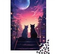 Starry Night Cats-2 1000 Piece Puzzle for Cozy Nights, 38x26cm/1000pcs
