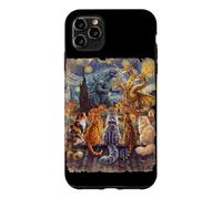 starry night cats looking at kaiju vangogh rooftop funny Case for iPhone 11 Pro Max