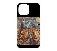 starry night cats looking at kaiju vangogh rooftop funny Case for iPhone 13 Pro Max