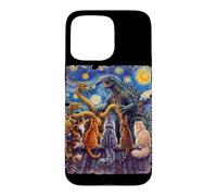 starry night cats looking at kaiju vangogh rooftop funny Case for iPhone 15 Pro Max