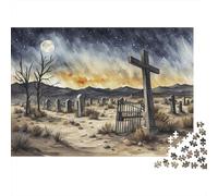 Starry Night Cemetery Jigsaw Puzzles for Adults Interesting Puzzles 1000 Jigsaws Brain Challenge Home Decoration Gifts 1000pcs (75x50cm)