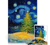 Starry Night Christmas Tree 1000 Piece Jigsaw Puzzles for Adults Jigsaw Strong Logic Toy Group Play Clear Edge Perfect Present 38x52cm