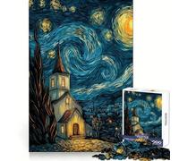 Starry Night Church 1000 Teenager Pieces Jigsaw Puzzle Brain Challenge Toy Home Activity Clear Cut Heartfelt Gift 38x26cm