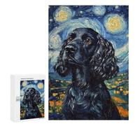 Starry Night Cocker Spaniel Art Print -1 Puzzle 1000 Teile Schwer Puzzle Spielzeug Lernspiel Impossible Herausforderungsspielzeug Für Erwachsene Kinder 300 PCS