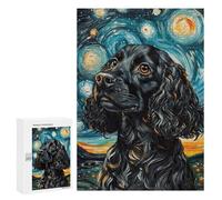 Starry Night Cocker Spaniel Art Print -2 Puzzle 1000 Teile Schwer Puzzle Spielzeug Lernspiel Impossible Herausforderungsspielzeug Für Erwachsene Kinder 300 PCS