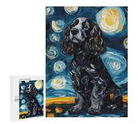 Starry Night Cocker Spaniel Art Print -4 Puzzle 1000 Teile Schwer Puzzle Spielzeug Lernspiel Impossible Herausforderungsspielzeug Für Erwachsene Kinder 500 PCS