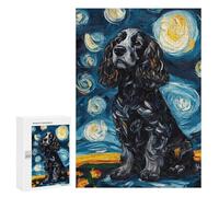 Starry Night Cocker Spaniel Art Print -4 Puzzle 1000 Teile Schwer Puzzle Spielzeug Lernspiel Impossible Herausforderungsspielzeug Für Erwachsene Kinder 300 PCS