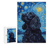 Starry Night Cocker Spaniel Art Print Puzzle 1000 Teile Schwer Puzzle Spielzeug Lernspiel Impossible Herausforderungsspielzeug Für Erwachsene Kinder 300 PCS