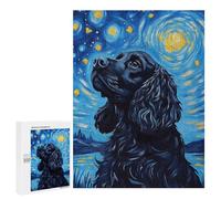 Starry Night Cocker Spaniel Art Print Puzzle 1000 Teile Schwer Puzzle Spielzeug Lernspiel Impossible Herausforderungsspielzeug Für Erwachsene Kinder 500 PCS