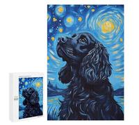 Starry Night Cocker Spaniel Art Print Puzzle 1000 Teile Schwer Puzzle Spielzeug Lernspiel Impossible Herausforderungsspielzeug Für Erwachsene Kinder 1000 PCS