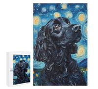 Starry Night Cocker Spaniel Art Print Puzzle 1000 Teile Schwer Puzzle Spielzeug Lernspiel Impossible Herausforderungsspielzeug Für Erwachsene Kinder 1000 PCS