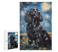 Starry Night Cocker Spaniel Puzzle 1000 Teile Schwer Puzzle Spielzeug Lernspiel Impossible Herausforderungsspielzeug Für Erwachsene Kinder 1000 PCS