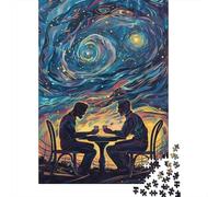 Starry Night Coffee Date 1000-Piece Puzzle for Adults, 70x50cm/1000pcs; to Complete Gradually over A Weekend; White Pieces with A Smooth Surface