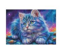 Starry Night Colorful Cat 300 Piece Jigsaw Puzzle for All Ages Jigsaw Evening Relaxation Routine Vibrant Puzzle Stress Relief Home Decor 300 PCS