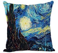 Starry Night Cushion Cover Van Gogh Cotton Linen Throw Cushion Cover Standard Square Decorative Home Sofa for Men Women Cushion Cover 18 x 18 Inches