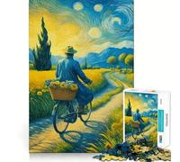 Starry Night Cyclist 1000 Piece Jigsaw Puzzles for Adults Teenagers Thought Toy Leisure Time Accurate Edge Wall Art Decor 50x75cm