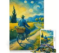 Starry Night Cyclist Jigsaw Puzzle for Adults 1000 Pieces Smart Reason Toy Group Joy Smooth Edge Fine Art Piece 38x26cm